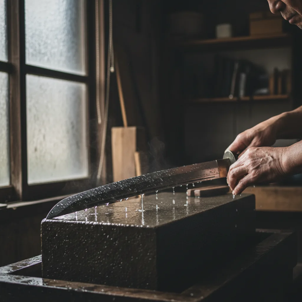 Polishing on waterstone